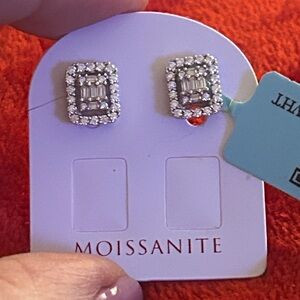 Luxury Moissanite‎ Diamond Silver emerald cut screwback Earrings